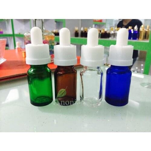 Amber/Blue/Green Brown Glass Dropper Bottles E Liquid Cosmetic Container 300pcs 15ml Glass Dropper With Black White Rubber Cap
