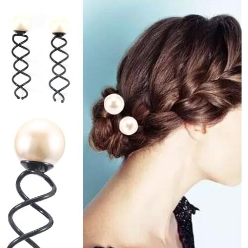 Women Girls Pearl Spiral Spin Screw Bobby Hair Pins Clips Twist Barrette Maker Tool Hair Accessories