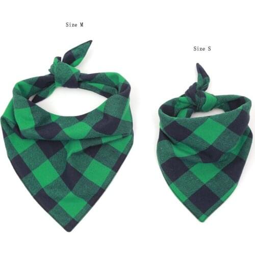 Pet Dog Cat Accessories Green Plaid Triangle Scarf Saliva Towel Small Medium Large Dogs Puppy Durable Scarf Bib Pets Supplies