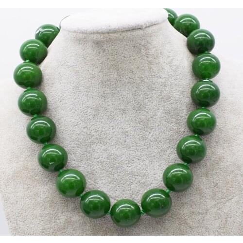 Green Jade Round 20mm necklace 47cm wholesale for women xmas gift