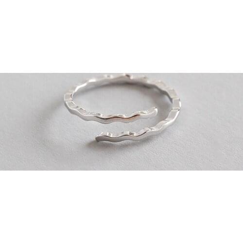 WYJZY Ripple curve simple sterling silver opening ring for women Student style dress up jewelry size adjustment range US 5-7