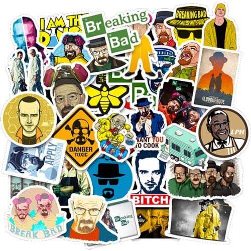 50PCS TV Show Breaking Bad Waterproof Graffiti Stickers Travel Skateboard Suitcase Guitar Luggage Laptop Joke Sticker Kid Toy