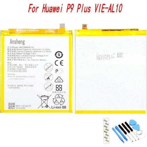 100% NEW Original 3400mAh HB376883ECW Battery For Huawei P9 Plus VIE-AL10 Mobile Phone