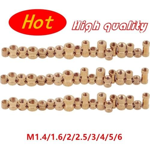 100pcs-20pcs M1.4 M2 M2.5 M3 M4 M5 M6 M8 Injection Molding Brass Knurled Thread Inserts Nuts Brass insert nut