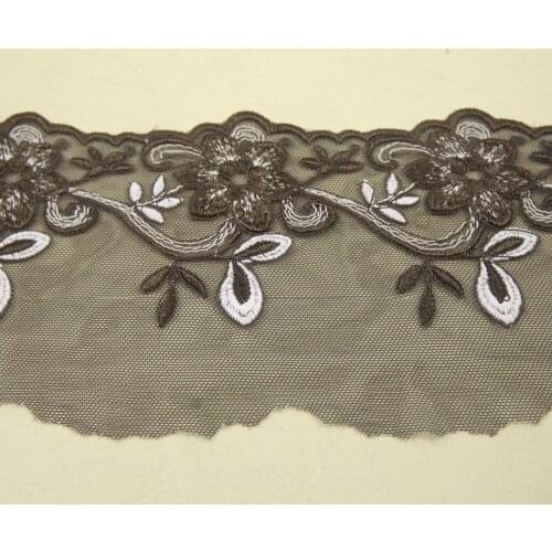 11cm width brown gauze embroidery lace trim sewing/garment accessories lace fabric