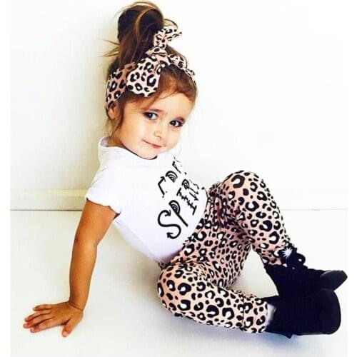 3Pcs 2020 New style Baby Girls Clothes Newborn Leopard Baby Clothing T-shirt+Pants+Headband Infant Clothing Set