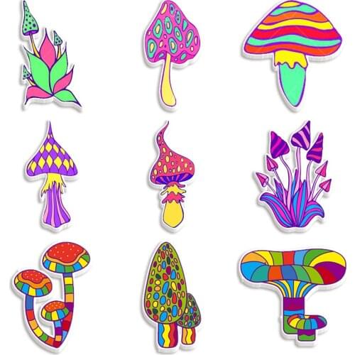 30pcs/lot Cute Mushroom Pattern Printed Planar Resins DIY Craft For Home Decoration Accessories