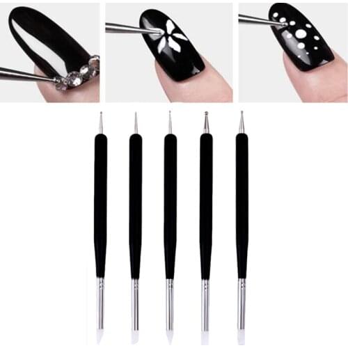 5 pcs/set Nail Art Dotting Pen Crystal UV Gel Painting Manicure Tool Drawing Liner Flower Brush Decoration 3 Colors Optional