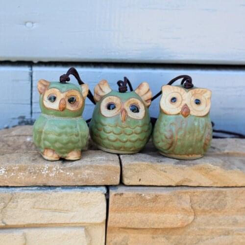 5pcs Owl Wind Chimes Hanging Ornament Home Outdoor Garden Yard Decor Creative Ceramic Craft Living Room Decoration
