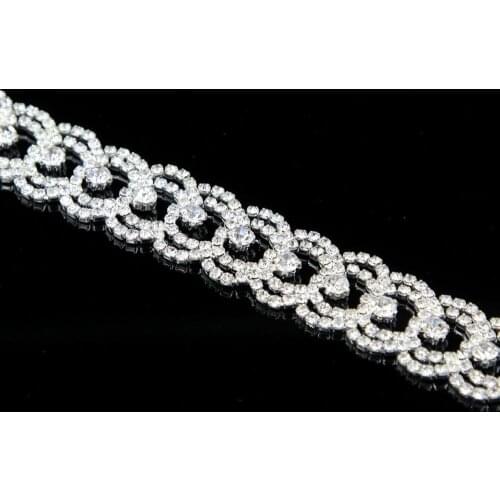 5Yards 21cm Rhinestone Trim Bikini Connector Accessories Buckle Copper Chain For Swimming Wear Bridal Dress