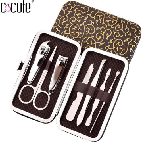 7pcs Manicure Nail Clippers Set Professional Scissors Suit With Box Trimmer Grooming Kits For Nail Tools