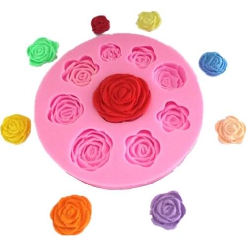 9 Hole 3D Rose Silicone Fondant Mold Cake Decorating Tool Cake Topper SugarCraft Art Clay GumPaste Soap Chocolate Ice diy Mould
