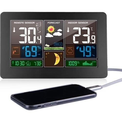 3-in-1 Indoor Outdoor Wireless Weather Station Thermometer Hygrometer Barometer USB Temperature Monitor Air Pressure Gauge