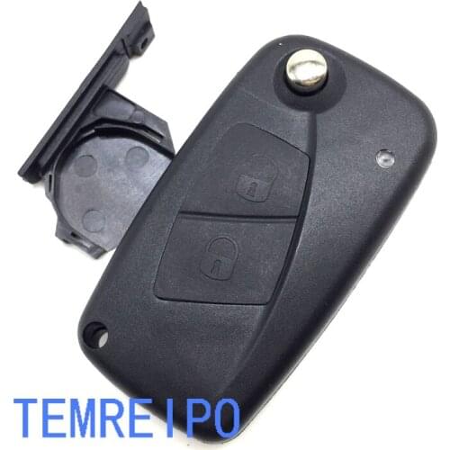 2 Buttons Flip Remote Key Case Shell fit with battery holder on side cover for fiat