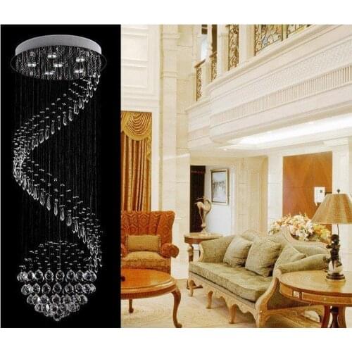 Decorative Crystal Ceiling Lamp Spiral Crystal Light fixture lustres de sala for Stair villa Staircase Lamp Lighting MD20018