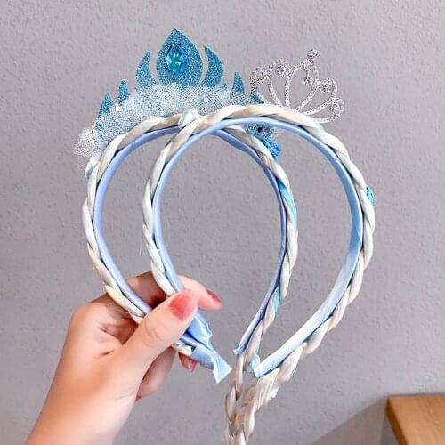 2021 Anna Elsa Wig Princess Hair Bands Girls Party Fancy Accessories Princess Braid Headwear Christmas Hair Clips Kids Headwear