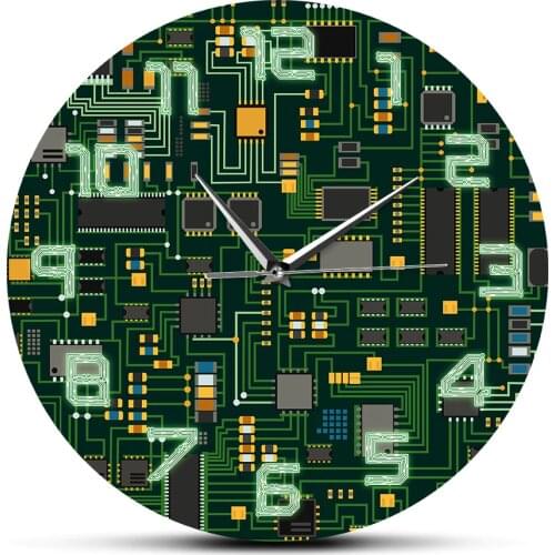 IT Circuit Board Clock Engineer Computer Electronic Chip Circuit Board Room Decor Wall Clock Unique Gift Office Decor
