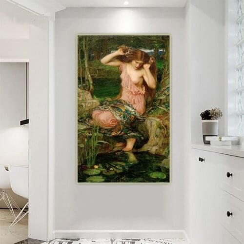 Citon William Waterhouse《Lamia》Canvas Art Oil Painting Artwork Poster Picture Wall Decor Home Living room Decoration
