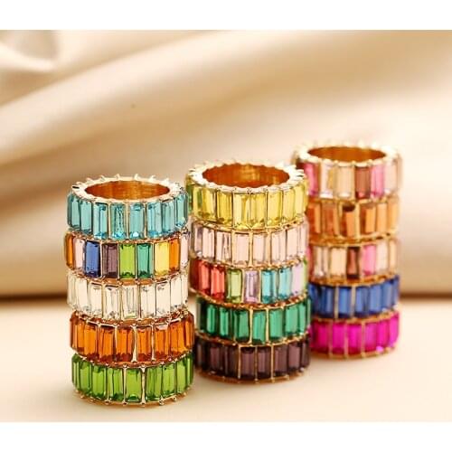 Fashion 3A Cubic Zirconia Ring For Women Men 2020 Bohemian Colorful Rainbow Ring Woman Diy Statement Rings Party Wedding Jewelry