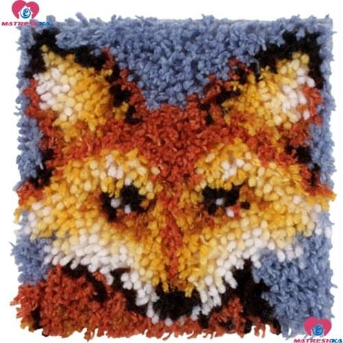 FOX Diy Latch Hook Kits Pillowcase Cushion Embroidery 3d Printed canvas Cover Crochet Latch Hook kits Unfinished home decor