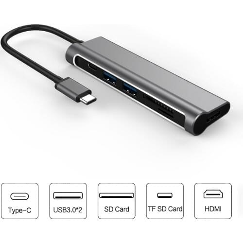 6 in 1 USB TYPE C HUB USB3.1 Type C Converter for MacBook Pro 2019/2018, Google Chromebook, Dell XPS