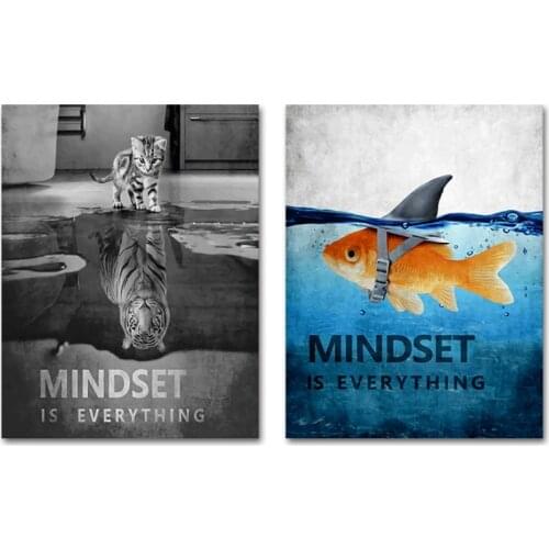 Mindset is everything Poster Animal Cat print on canvas picture home living room painting wall art Office cuadros decoracion