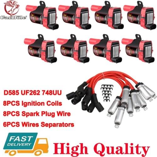 Ignition Coil Spark Plug Pack For Chevy Silverado GMC Hummer LS1 LS3 4.8 5.3L 6.0L High Performance Round Ignition Coil+Wires