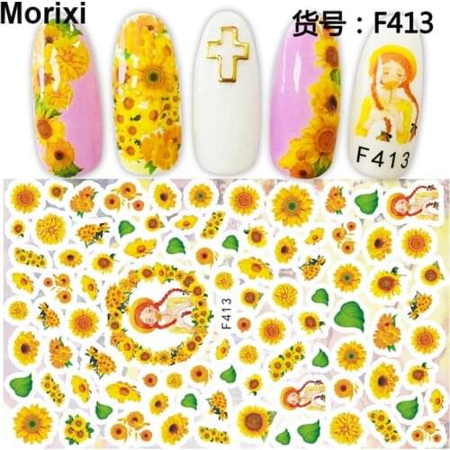 Morixi nail art sticker fruit flower cake leaves printing self glue 3D manicure strip big size nail decals WG073
