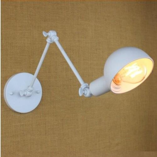 White Style Loft Industrial Wall Lights For Home With Long Adjustable Arm Vintage Wall Lamp Edison Wall Sconce