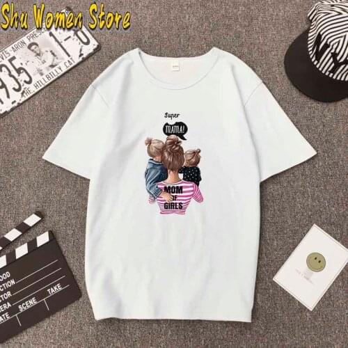 New summer fashion Mom daughter Comb women t shirt ulzzang Casual tshirt harajuku kawaii t-shirt female top streetwear clothing