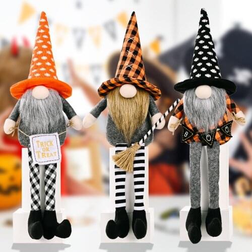 New Halloween Decorations Hanging Legs Rudolph Faceless Doll Ornaments Doll Broom Decoration Doll