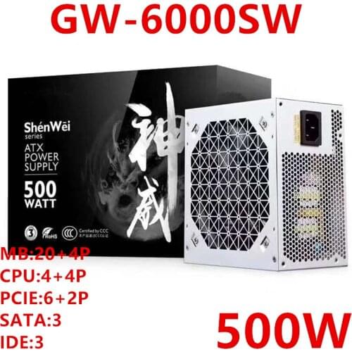 New Original PC PSU For Great Wall Brand Shenwei ATX Game Mute Power Supply Rated 500W Peak 600W Power Supply GW-6000SW