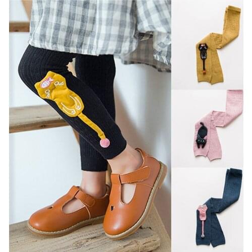 Baby Girls Kids Solid Warm Cotton Tights Cartoon Car Stockings Children Knitted Pantyhose Pants Leggings 1-8Y