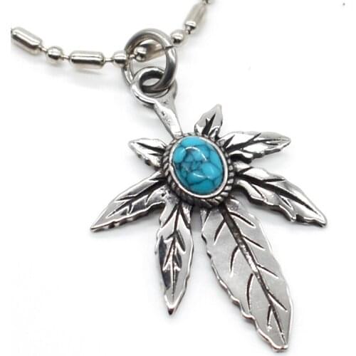 AMUMIU Leaves Stainless Steel Pendant Necklace For Women Men High Quality High Quality KP281