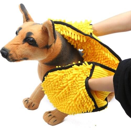 Pet Absorbent Towel Both Sides Use Dog Cat Towel Chenille Microfiber Puppy Kitty Bath Towel Suitable Pet Bath Cleaning Supplies