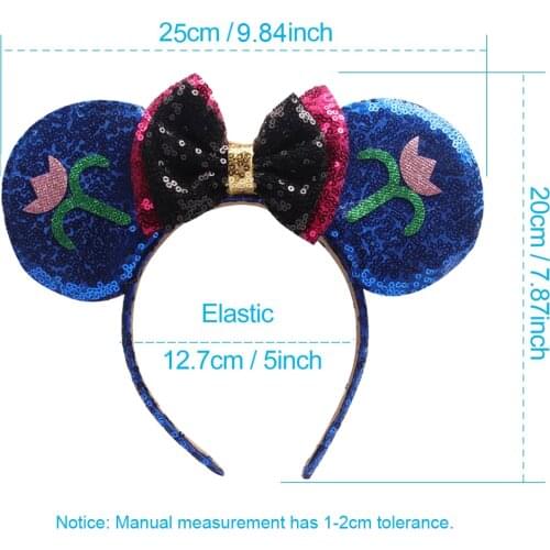 Disney Mickey Minnie Ear Headbands Frozen Elsa Anna Bow Sequins Headband For Women Girls Hairband Hair Hoop Hair Accessories