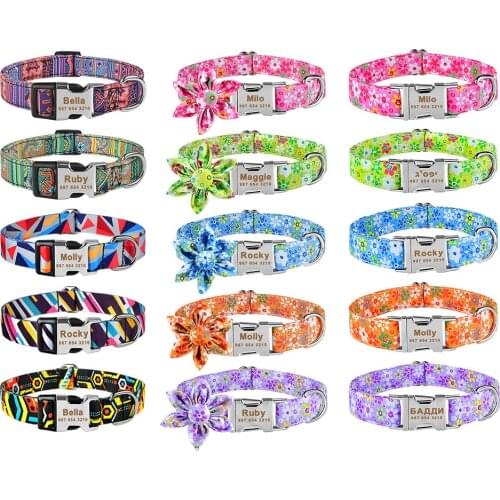 Adjustable Nylon Plaid Unisex Dogs Collar Custom Free Engraved Dog Collar Personalized Dog Collar Small Large Product Dog Collar
