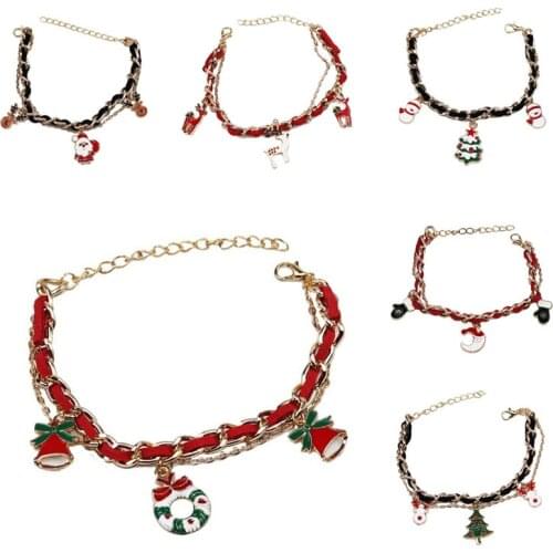 Metallic Santa Claus Merry Christmas Bracelet Xmas Decor for Home Gifts Christmas Ornaments Noel 2021 Ne
