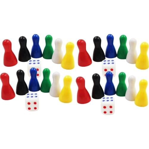 24 Pieces Chessman Chess Pieces & 4 Dice Board Game Accessories Kids Toys Board Game