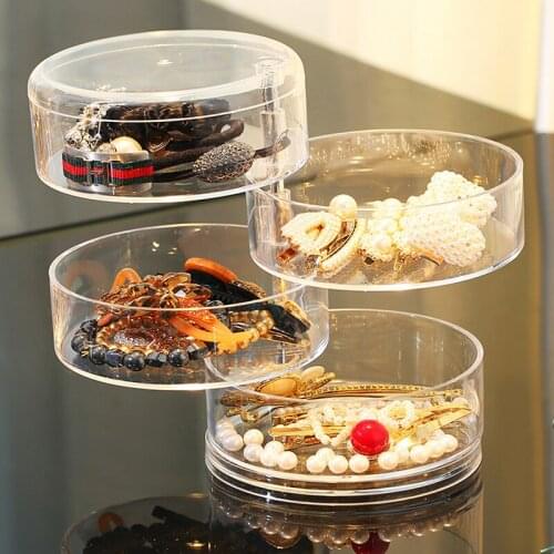 Desktop Jewelry Box Transparent Rotating Storage Box Girl Hairpin Hair Ring Earrings Jewelry Large-capacity Finishing Box
