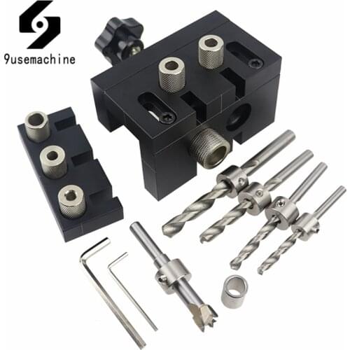 Replaceable 3 in 1Doweling Jig Kit 3-15mm Drill Sleeve Puncher Drill Guide Locator For Furniture Cabinet Woodworking Tools
