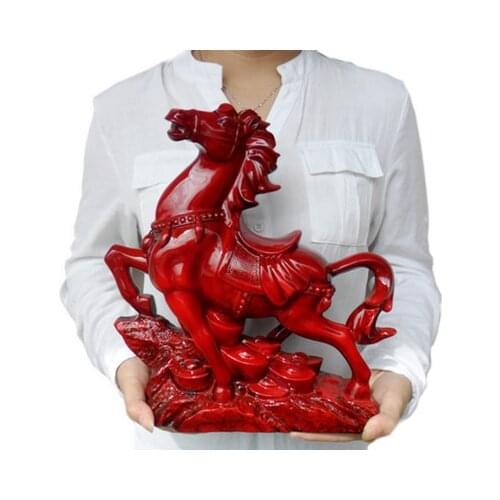 Immediately have money to put up imitation mahogany red horse aquarium Resin Animal decorations cculpture statue