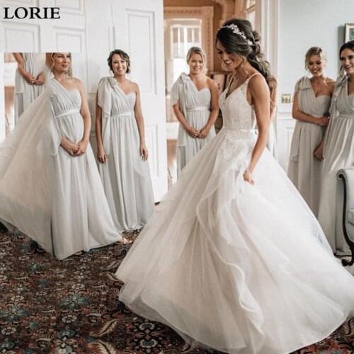 LORIE Princess Wedding Dress Sleeveless Appliqued Lace Bride Dress A-Line Tulle Bride Wedding Gowns Boho Wedding Gown