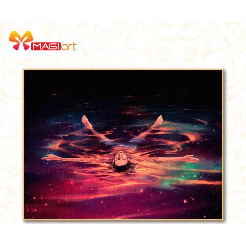 Cross stitch kits Embroidery needlework sets 11CT water soluble canvas patterns 14CT Swimming-NCMP039