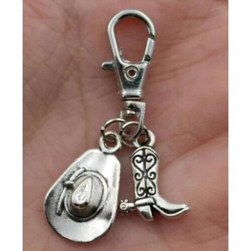 High quality key Chains Cowgirl Boot high heeled shoes boots Hats keychain For Car Key Ring Handbag Creative Gift