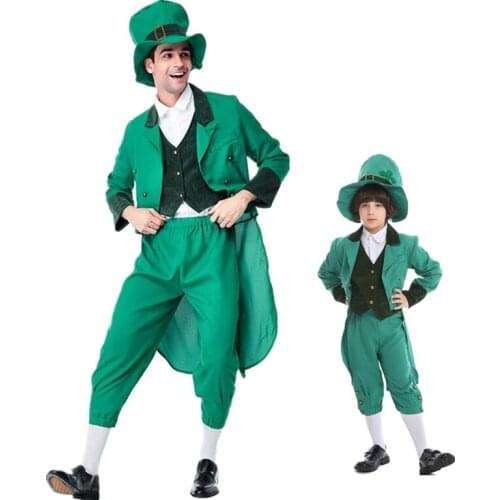 Adult Children Funny St Patricks Lucky Irish Leprechaun For Men Kids Boys Halloween Fancy Dress Costume Outfit Suit