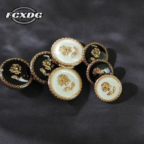 10pcs Womens Clothes Buttons for Coat Jacket Shirt Sewing Material Sewing Accessories Vintage Rose Flower Buttons for Clothing