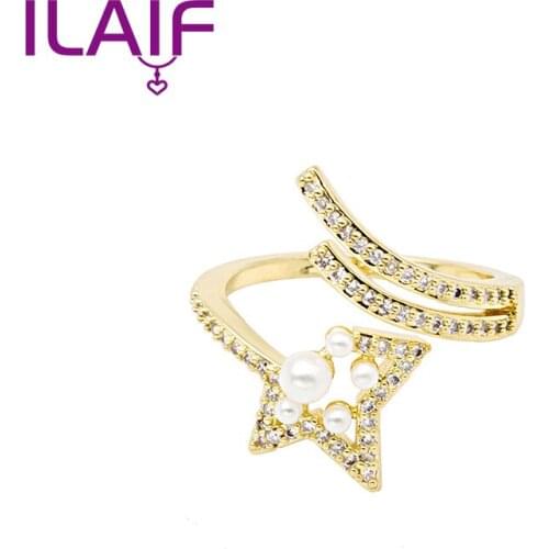 Korean Ins Hollow Geometry Design Opening Women Rings Insert Crystal Ring for Women Finger Jewelry