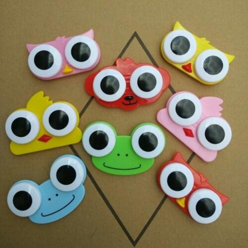 1PC 4 Colors Sweet Cartoon 3D Big Eyes Contact Lenses Box & Case Owl Frog Animal Shape Contact Lens Case Free Shipping