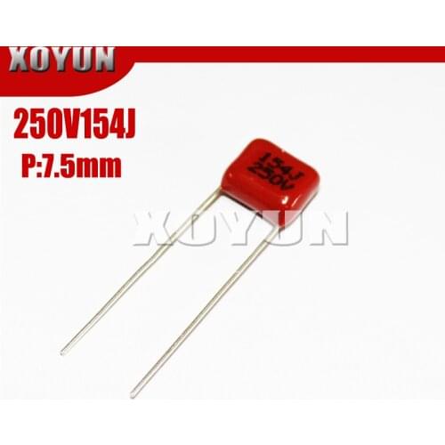 10pcs/lot CBB 250V154J 250V150NF 250V0.15UF Pitch 7.5MM 154J 250V CBB Polypropylene film capacitor
